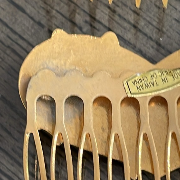 Vintage Cloisonné Butterfly Heart & Flower Hair Combs - Picture 11 of 16